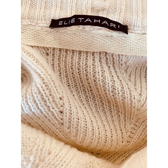 ELIE Tahari 100% Extra Fine Merino Wool Ivory Knit Cardigan - Picture 10 of 12